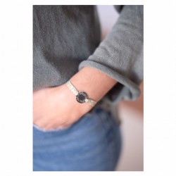 Pulsera chapita de plata + cinta flores fina- varios estampados