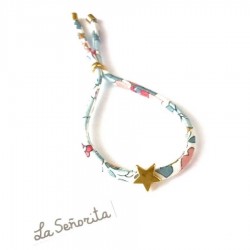 Pulsera mini estrella dorada flores- varios estampados