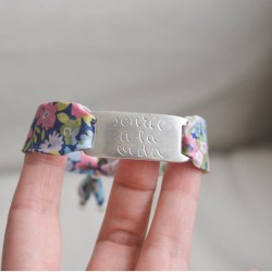 Pulsera chapa rectangular + cinta flores- varios estampados