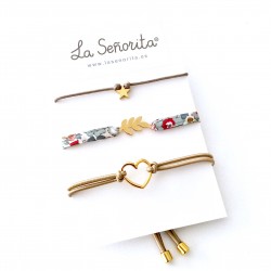 Pulsera flores hojita- varios estampados