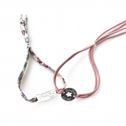 Pulsera esclava de plata + cinta flores fina- varios estampados