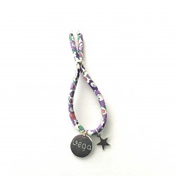 Pulsera chapa plateada + cordón flores + estrella- varios estampados 