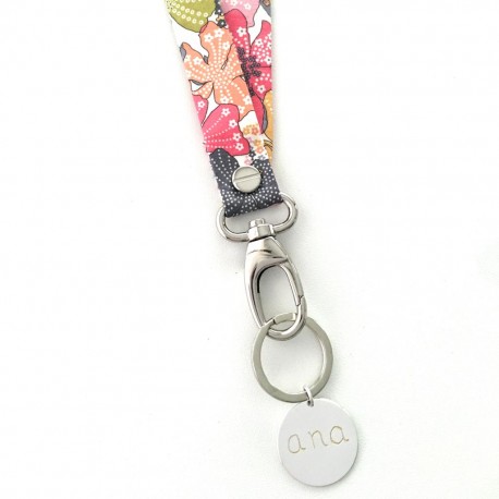 Lanyard flores personalizado con chapa redonda - VARIOS ESTAMPADOS