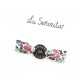 Pulsera chapa de plata + cinta flores- varios estampados