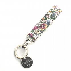 Llavero tira flores Liberty + chapa redonda personalizada