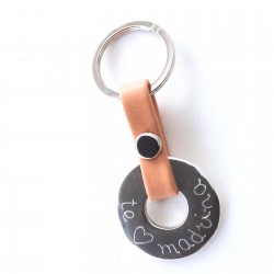 Llavero donut personalizado + cuero liso corto-varios colores