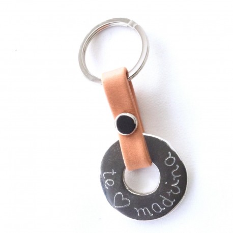 Llavero donut personalizado + cuero liso corto-varios colores