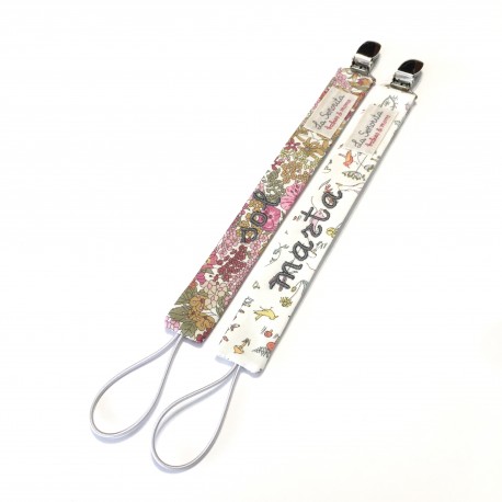 Chupetero flores liberty  personalizado- varios estampados