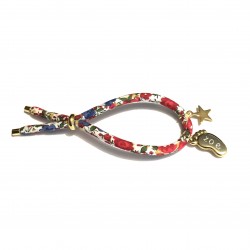 Pulsera pie dorado + cordón flores + estrella- varios estampados 