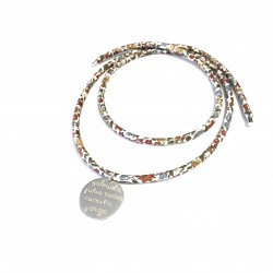 Gargantilla choker chapa plateada mediana + cordón de flores dos vueltas- varios estampados