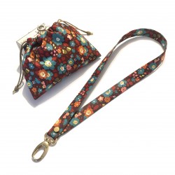 Lanyard flores + bolsita a juego flores - VARIOS ESTAMPADOS